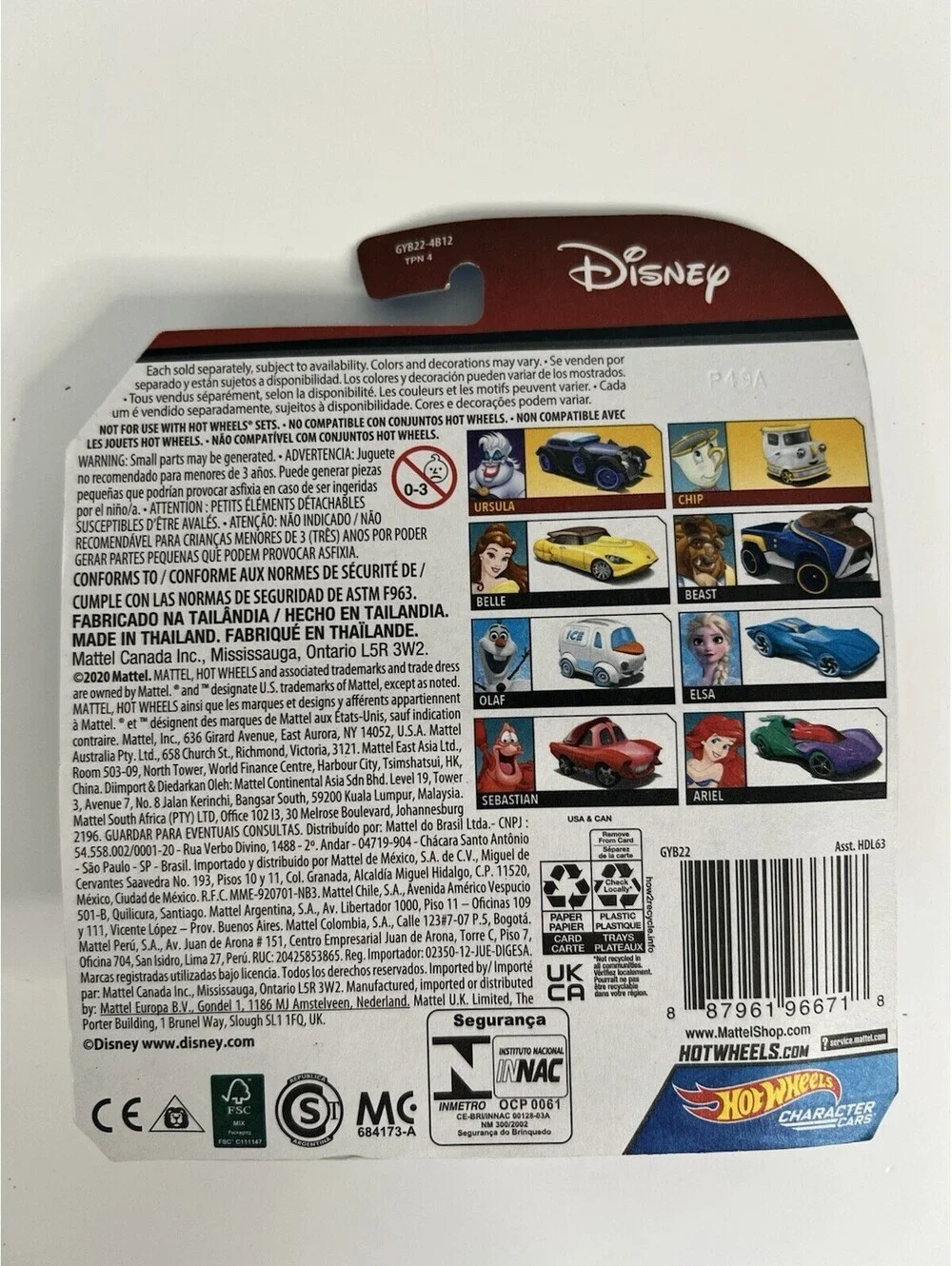NEW Mattel GYB22 Hot Wheels Disney Frozen Movie ELSA DieCast 1:64 Character Car